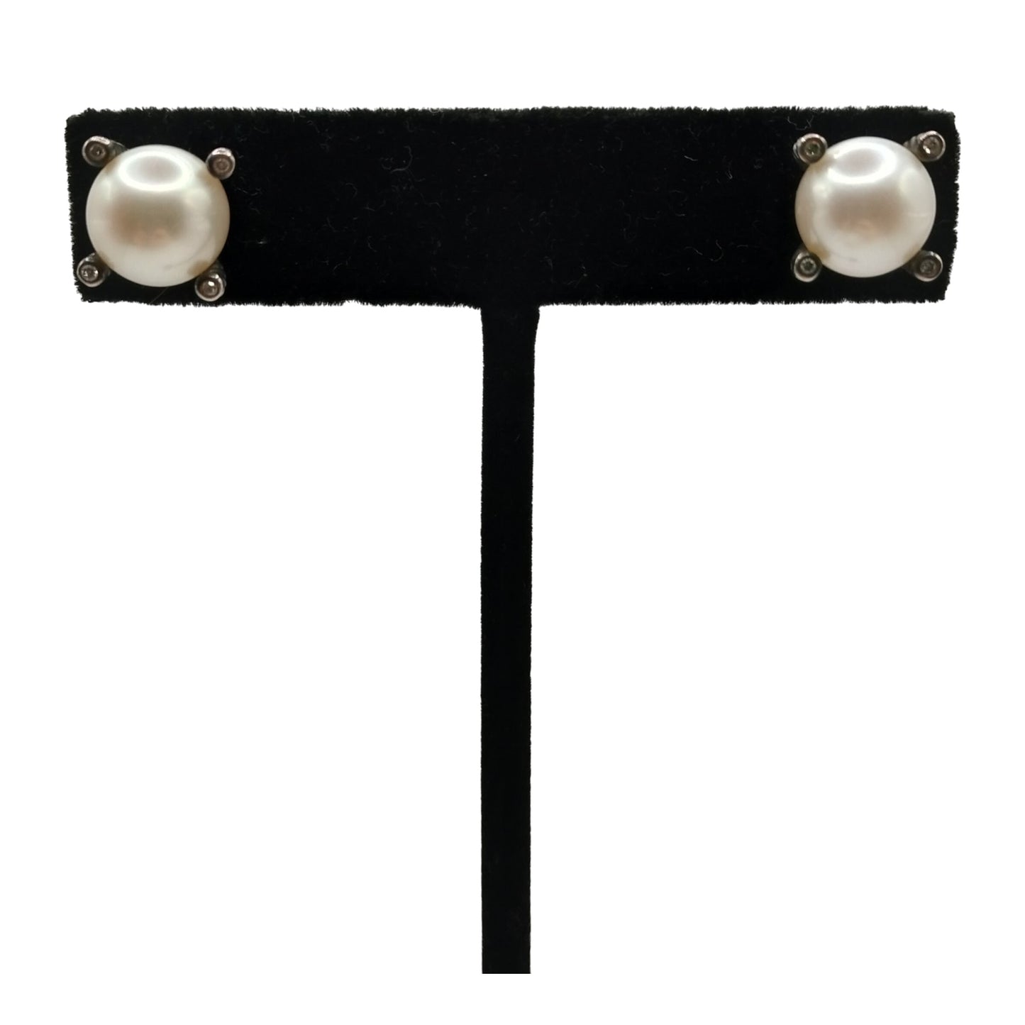 David Yurman Cultured Freshwater Sterling Silver Pearl Earrings with Diamonds