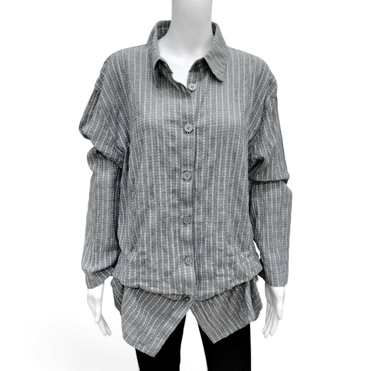 Dress to Kill Grey Striped Button Up