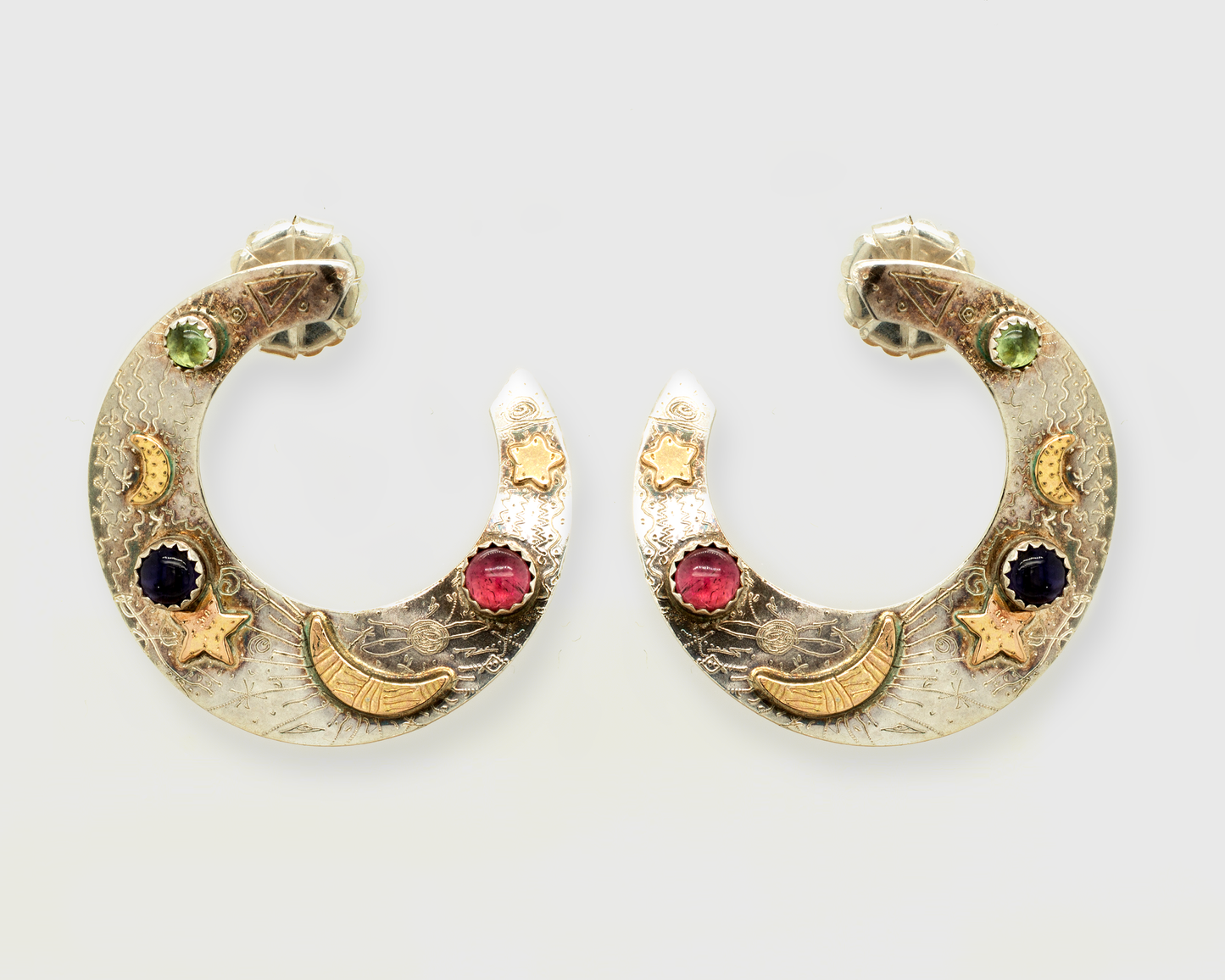 Ann Allen Signed Sterling Silver & 14k gf Earrings