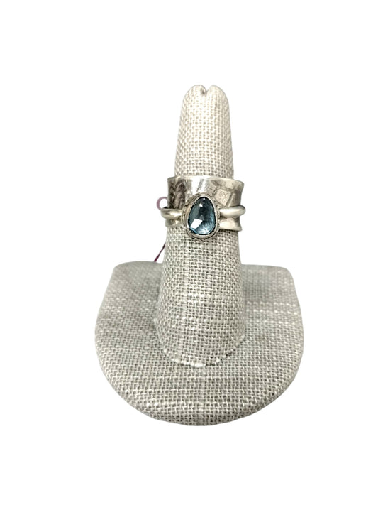 Gallery Piece Suzyn Gunther-Sterling Silver Square Ring with Blue Stone