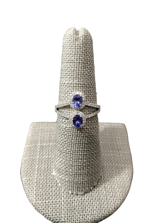 Tanzanite & Diamonds set in 14K white gold ring by Royal Size 7