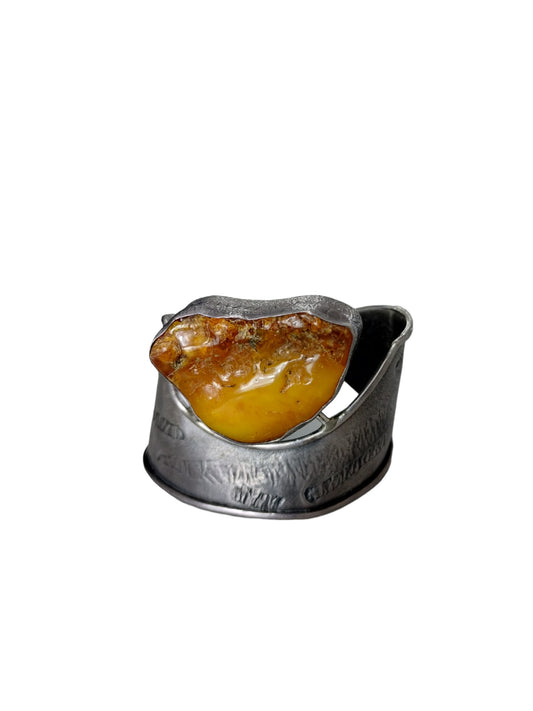 Pewter wrap around cuff with Amber as accent