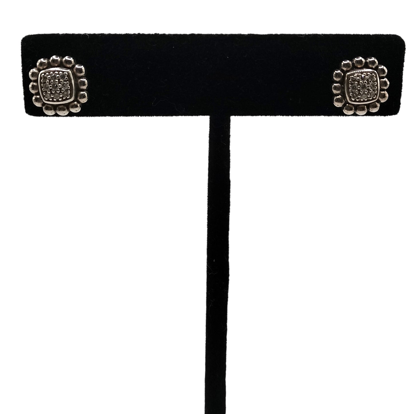 LAGOs 14K Gold Post, Sterling Silver & Diamond Caviar Collection Studs