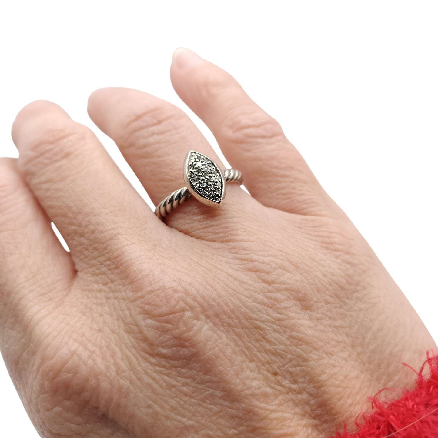 David Yurman Pave Diamond Marquise Ring Size 6.25