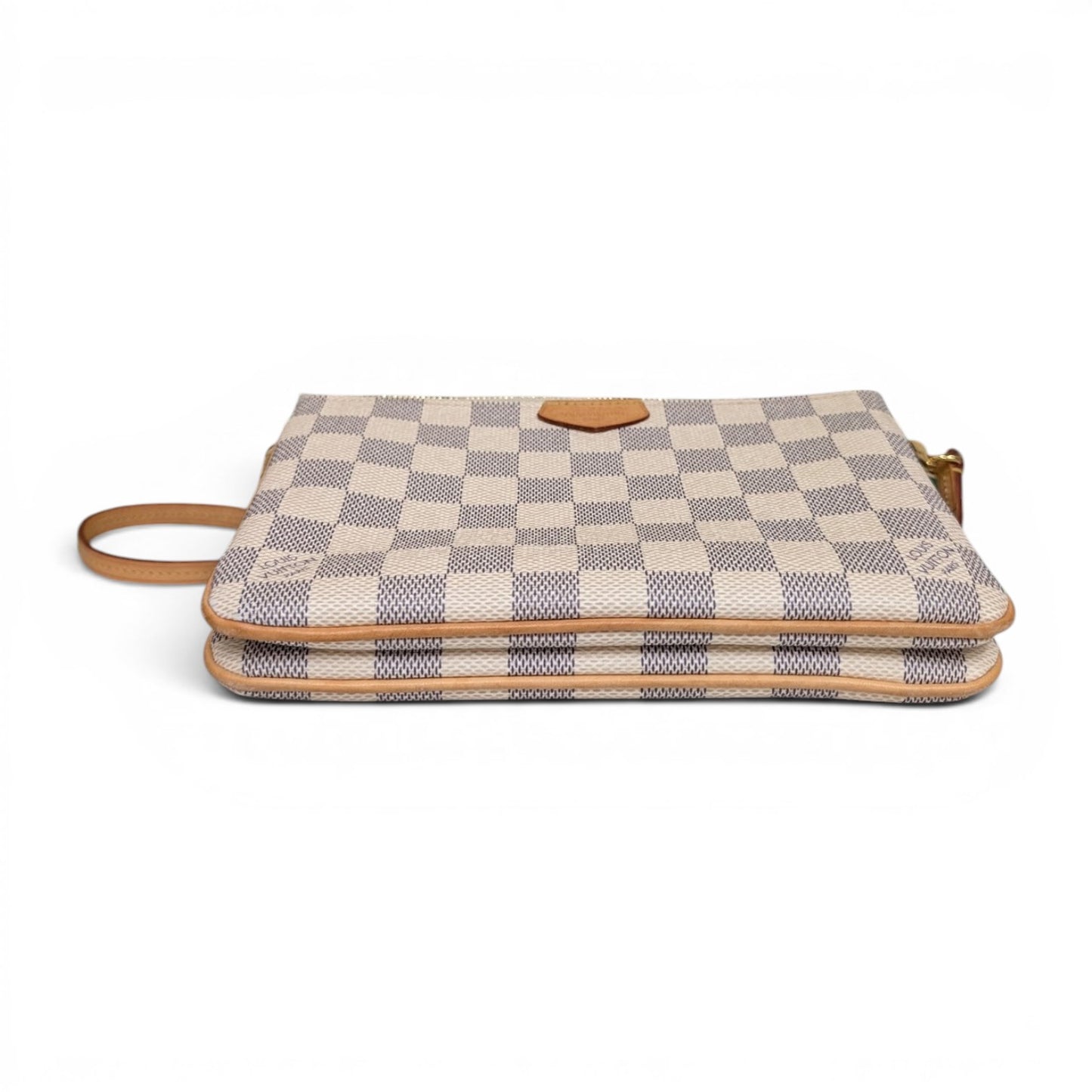 Louis Vuitton Damier Azur Double Pouchette Zip Crossbody Purse