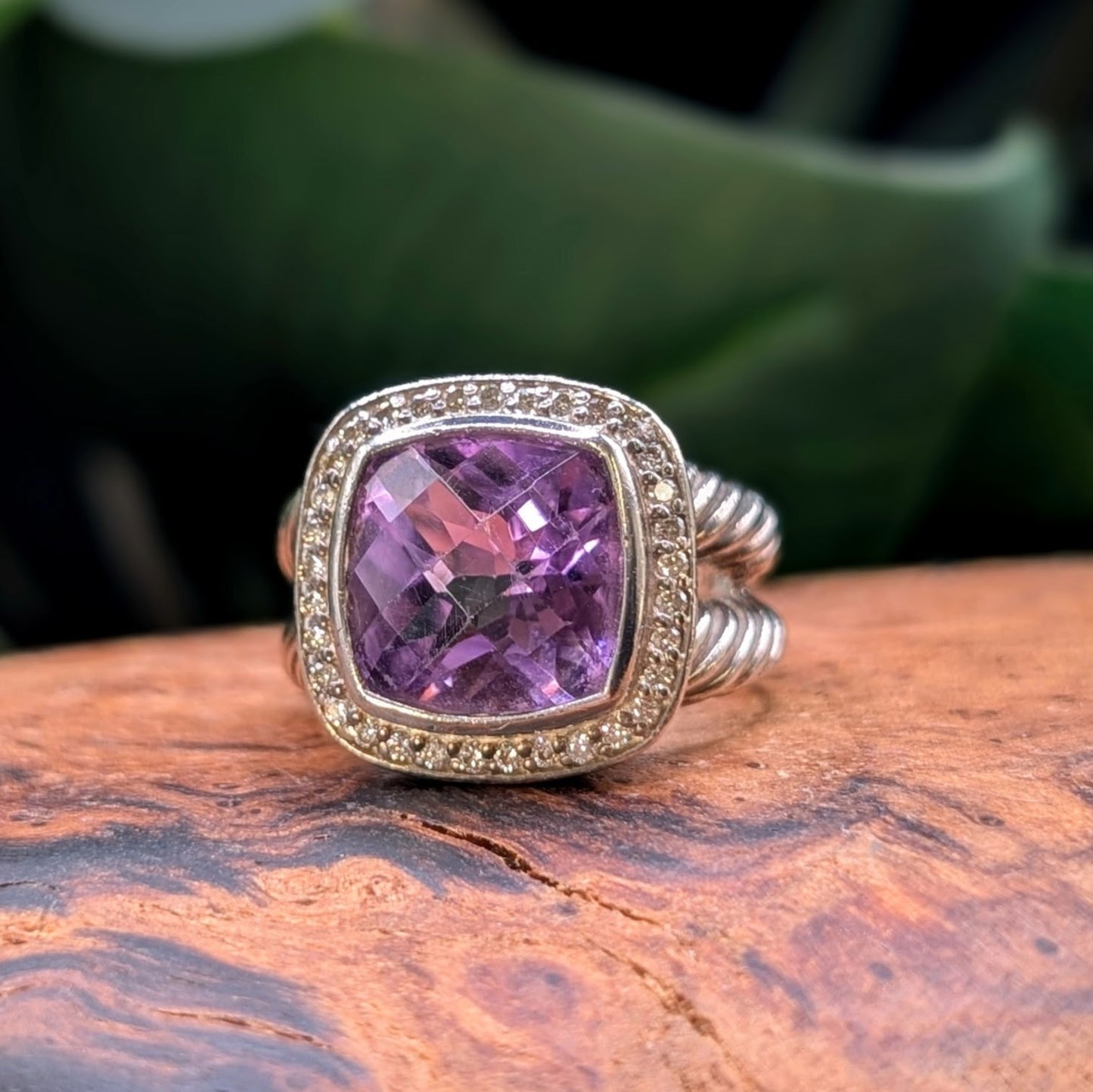 David Yurman Amethyst & Diamond Cocktail Ring