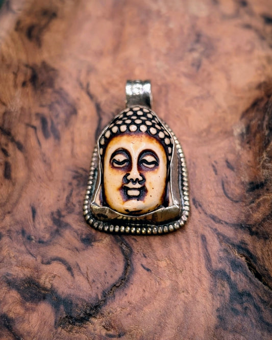 Carved Bone Buddha Pendant