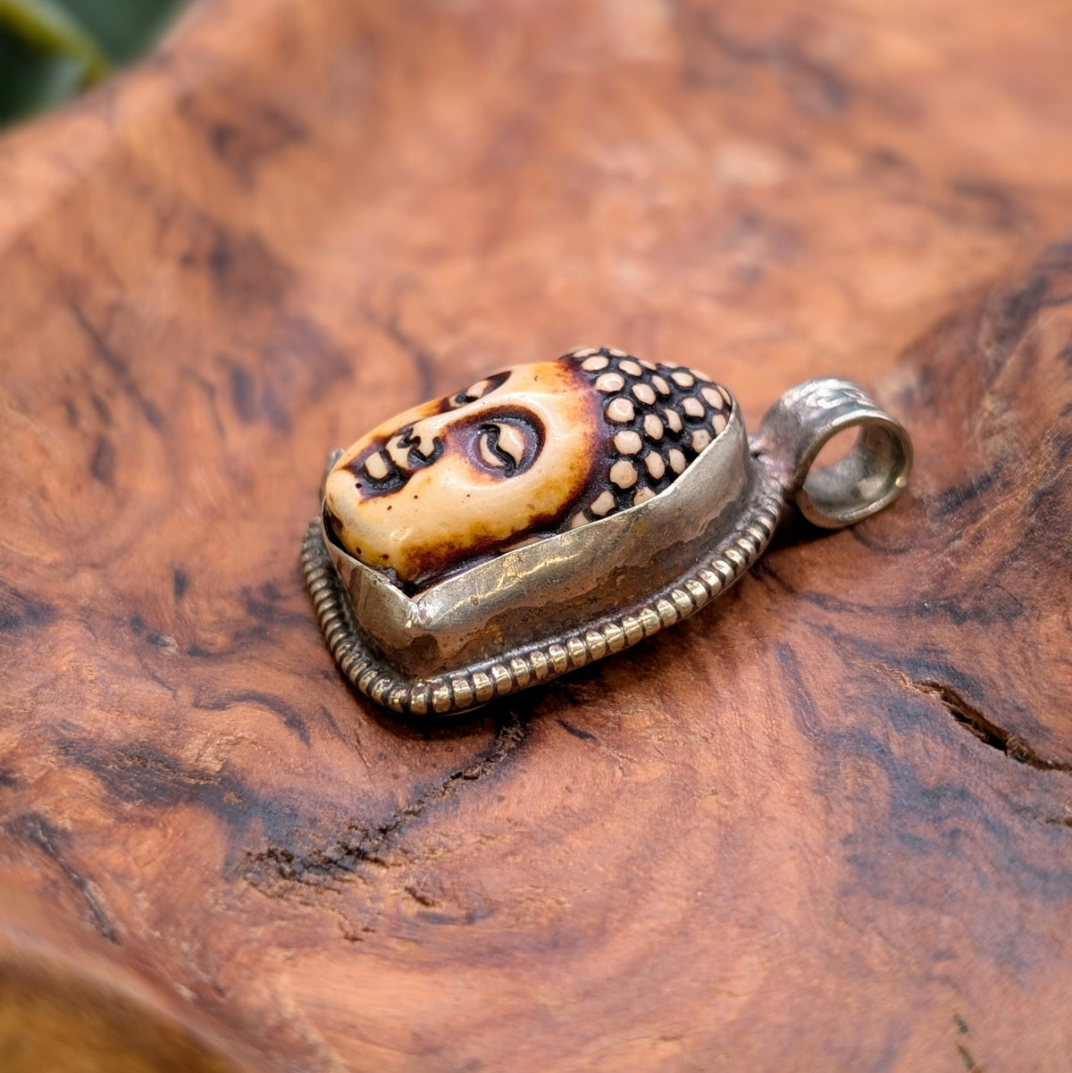 Carved Bone Buddha Pendant