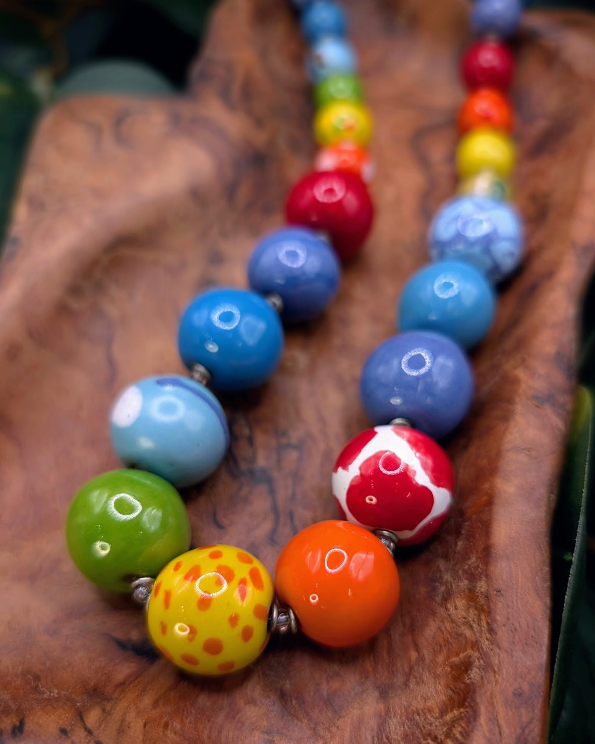 Colorful Glazed Clay Bead Necklace