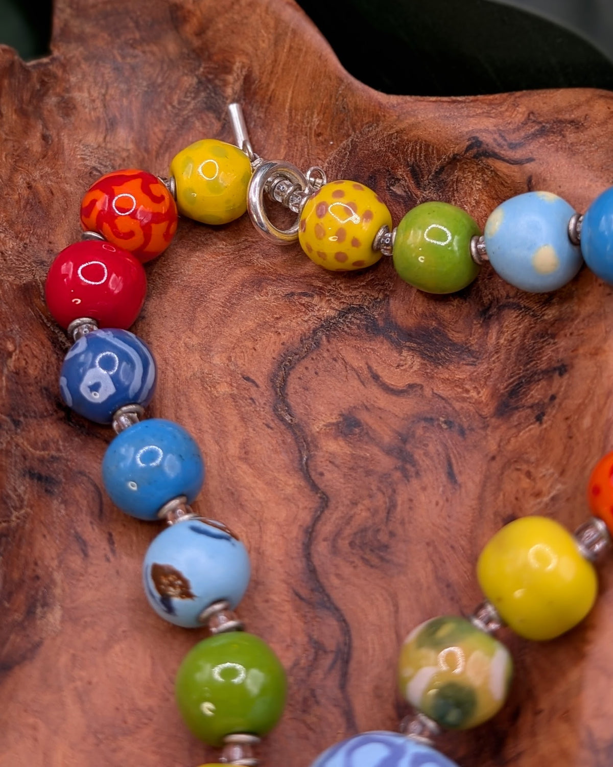 Colorful Glazed Clay Bead Necklace
