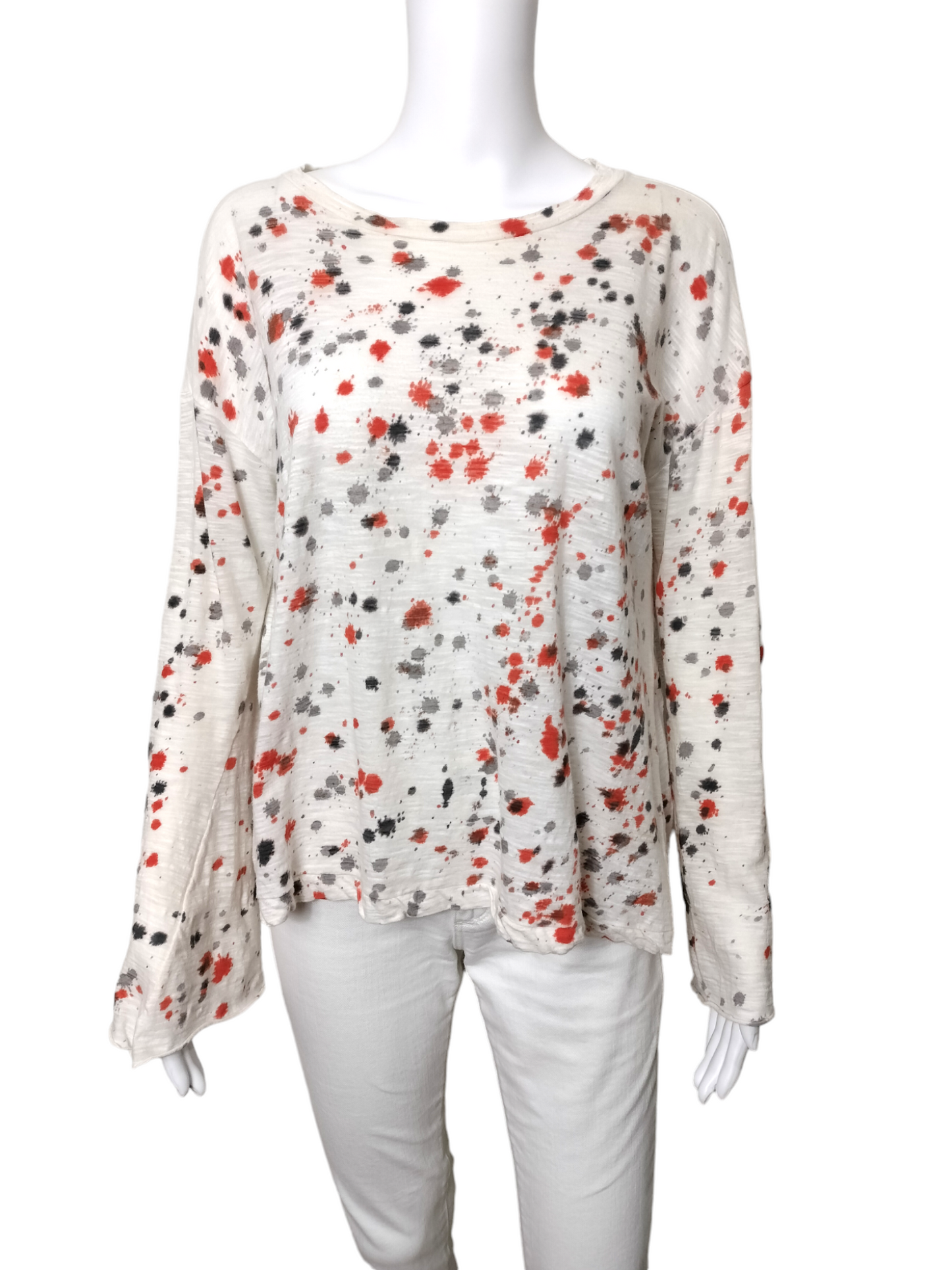 Hand Painted By Gilda Midani Orange/Gray Top - One Size