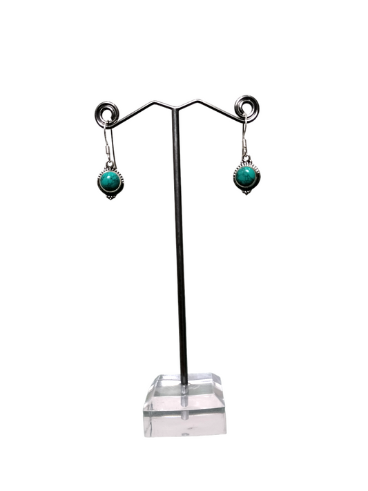 Black Matrix Turquoise in sterling silver (925) earrings