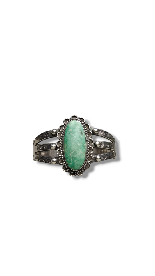 1940s sterling silver cuff with Variscite set in sterling silver