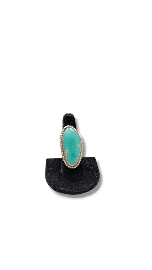 Sterling silver ring with Turquoise crafted by Simon Garcia in Santa Fe Size 7.5