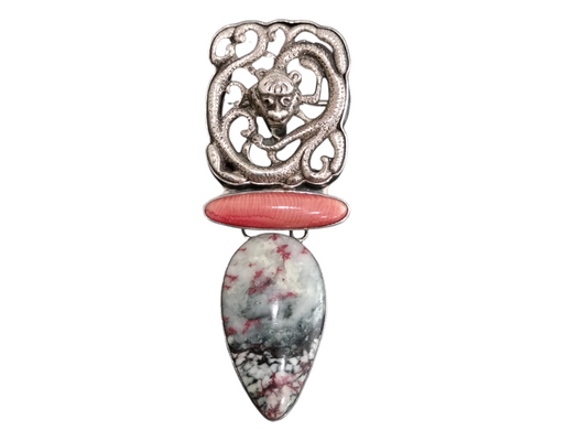 Amy Kahn Russell pendant - Agate & Coral