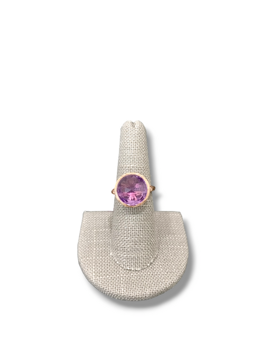 14K yellow gold ring with Amethyst & Diamonds Size 7