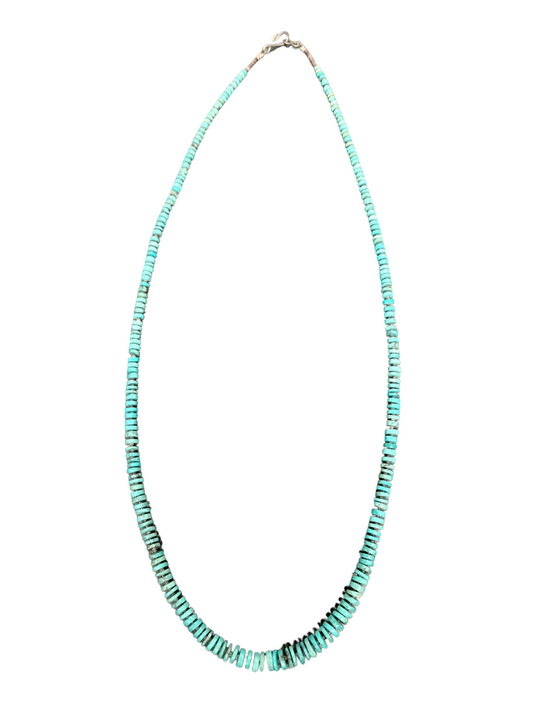 Turquoise & Heishi Vintage Necklace with Sterling Silver Hardware