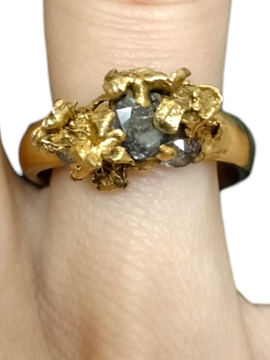 Ring by artist: Anna Johnson- Gold Vermeil with lab created Diamonds