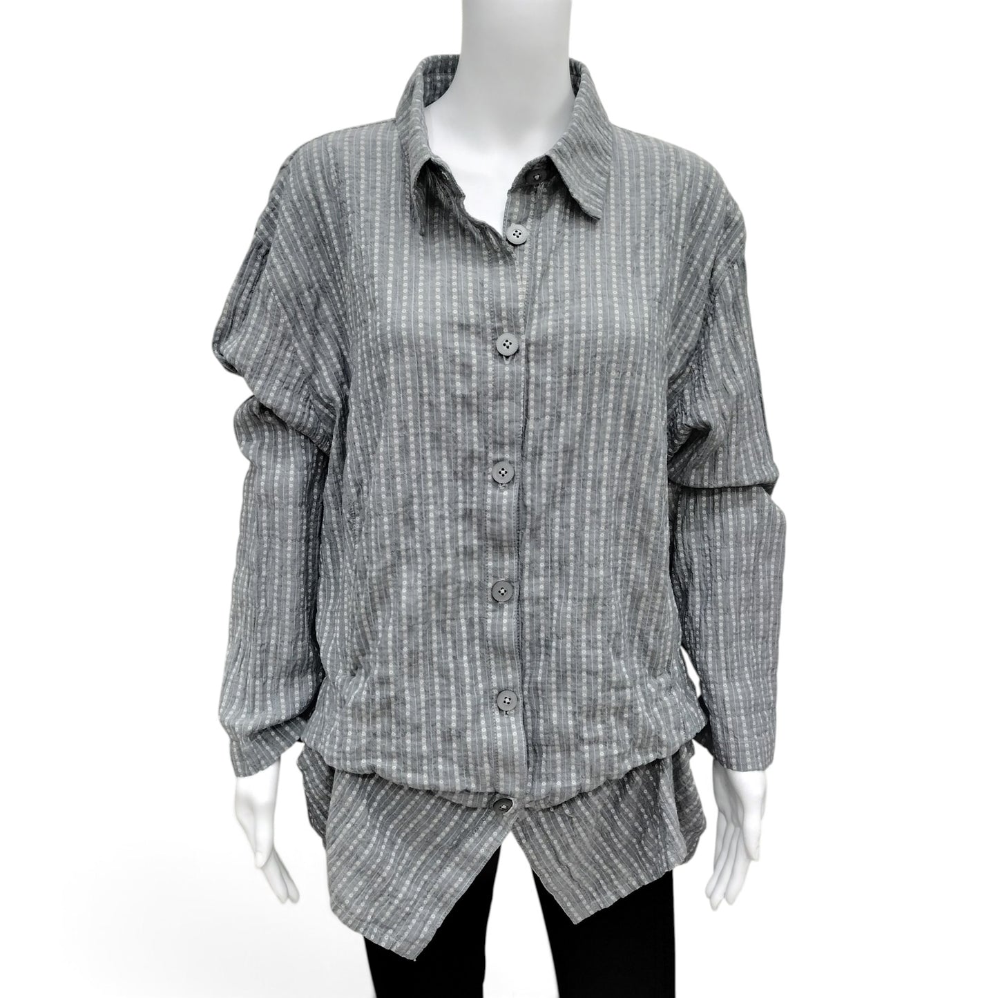 Dress to Kill Grey Striped Button Up