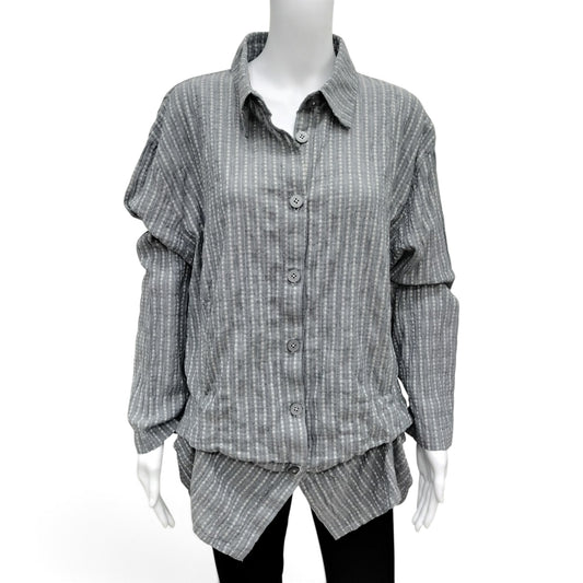Dress to Kill Grey Striped Button Up