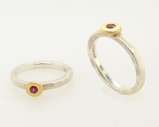 Jennifer Jenkins Pink Sapphire Ring Set in 18K Gold With Sterling Silver Band - Approx. Sz 7